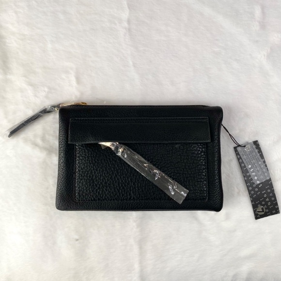 NWT Francesca’s Collection Black Slim Crossbody Bag or Clutch with Gold Chain - Picture 2 of 14